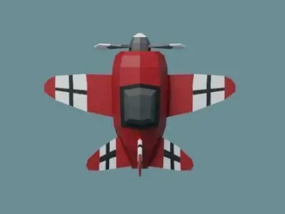Lowpoly Airplane flying in sky Low-poly 3D model