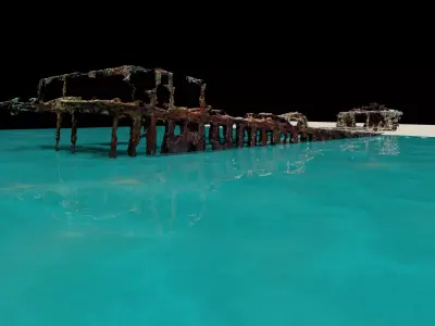 Shipwreck bridge in water 3D model