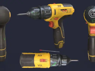 Screwdriver Drill Low-poly 3D model