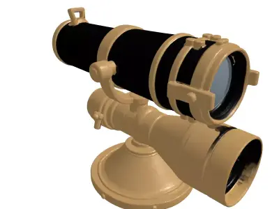 Polished Brass Telescope with Cracked Lens 3D model