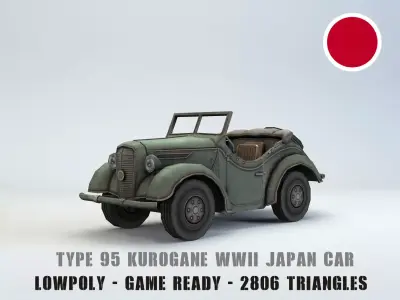 Low Poly Type 95 Kurogane car Low-poly 3D model