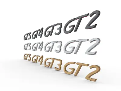 GTS GT2 GT3 GT4 Porsche emblem nameplate  3D model