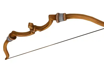 Stylized Medieval Longbow Low-poly 3D model