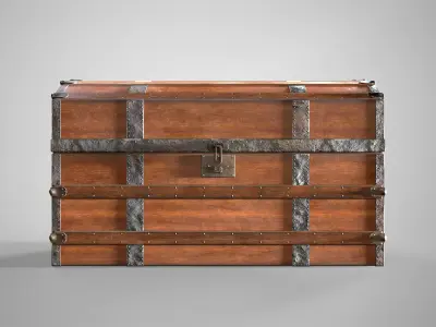 Wooden Medieval Chest - Antique Treasure Trunk AAA Low-poly 3D model