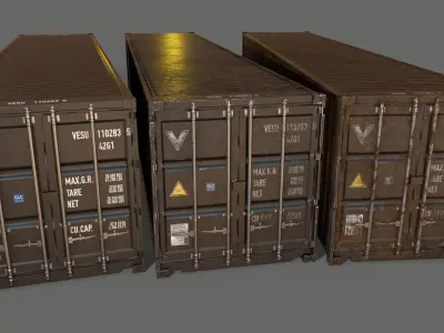 PBR 40 ft Shipping Cargo Container - Black Low-poly 3D model