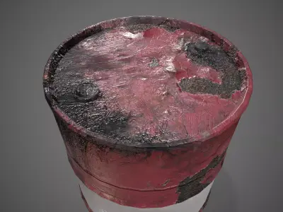 Low poly rusty Oildrum 01 PBR Game-ready Low-poly 3D model