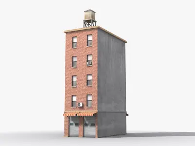 Apartment Building x16 Low-poly 3D model