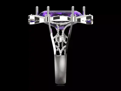 Antique Amethyst and Diamond Engagement Ring Model jr00184 3D print model