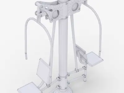 Outdoor fitness exercise equipment double seated chest press 3D model