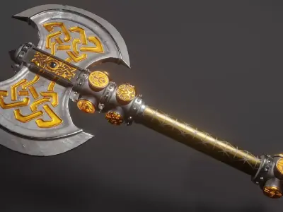 Viking Axe 3D model 9
