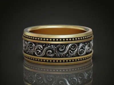 Vintage Baroque Band Ring 3D print model
