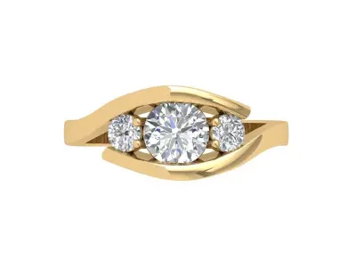  3 Stone Art Deco Ring 3D print model