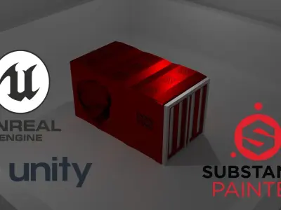 Container Red Low-poly 3D model