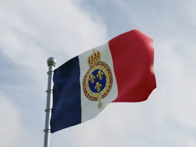 Animated France Flags  3D model