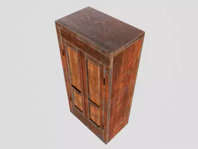 Vintage Wardrobe - PBR Game Ready wooden  Low-poly 3D model