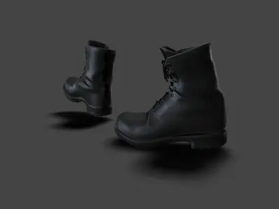 SHOE-002 Walking Black Boots Low-poly 3D model