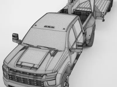  Pickup Truck Generic Gooseneck Trailer 04 