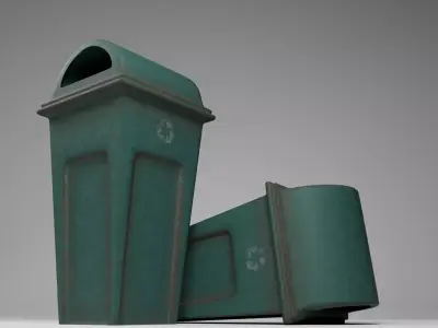 Plastic Trash Can Lowpoly Low-poly 3D model