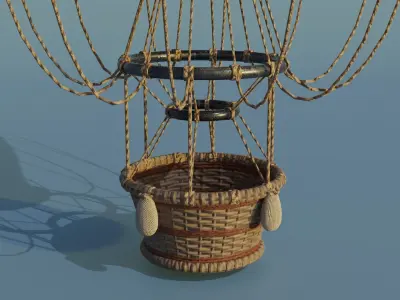 Hot Air Balloon Low-poly 3D model 4