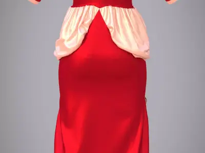3D High-Low Tiered Ruffle Dress 3D model
