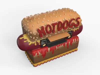 Whimsical Hot Dog Sales Cabin 3D model