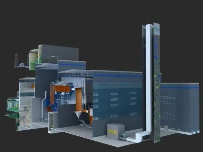 Waste burning power generation 3D model