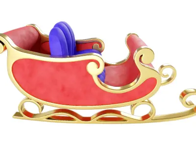 Christmas reindeer sleigh 3d model  3D model