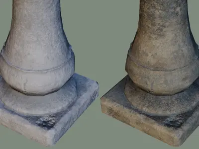 Garden Fountain concrete ornated old water Low-poly 3D model