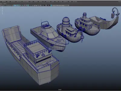 Cartoon Boat Pack - Rigged Ships and Boats Animation Low-poly 3D model