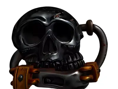 Industrial Locked Metal Skull Low-poly 3D model
