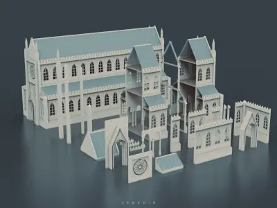 Medieval Kitbash 02 Low-poly 3D model