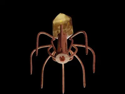 Bacteriophage virus 3D model sci-fi Low-poly 3D model