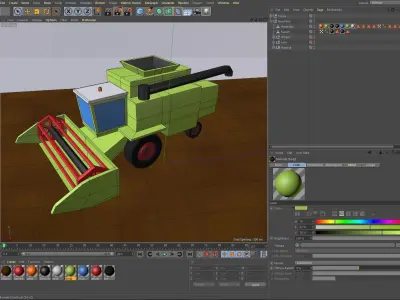 LowPoly 3D Harvester wheat and corn for GameEngine or 3D scene Low-poly 3D model