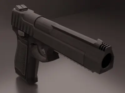 Pistol Low-poly 3D model 7