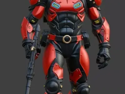 MG-Armored Gunner Male 01 Mid-Poly Model 3D print model