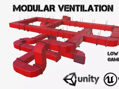 Modular ventilation Low-poly 3D model 3