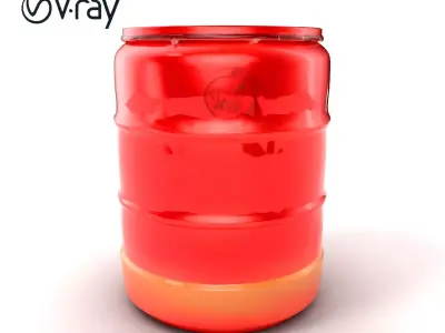 High-Gloss Cherry Red Plastic Drum Model Pack Low-poly 3D model