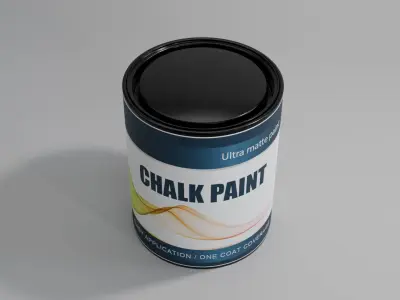 Plastic Paint Can 750ml Realistic Packaging 3D Model PBR Lid 3D model