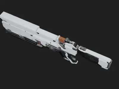 4 RIGGED SCIFI GUNS Low-poly 3D model