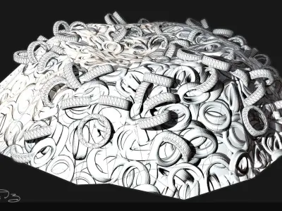 Low Poly PBR Tyre Pile Low-poly 3D model
