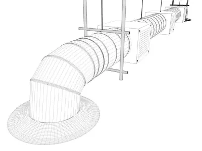 Air-Duct metal pipe with fan 3D model