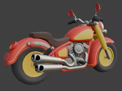 Cartoon Red Motorcycle 3D Model 3D model 4