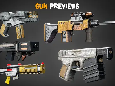 20 Game-Ready Futuristic Guns and Texture      Vol 10   Low-poly 3D model