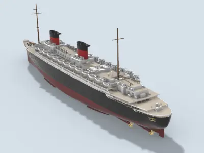 SS LIBERTE ocean liner 1950 - full and waterline printable model 3D print model