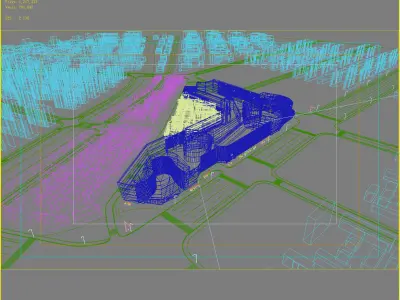 Architecture shopping mall in middle of city 3D model