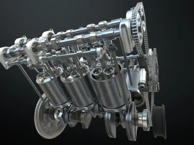  V6 Engine Working Animated   3D model