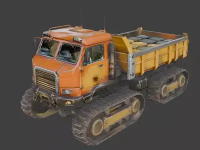 Realistic Hard Sci-Fi Industrial Tracked Hauler Low-poly 3D model