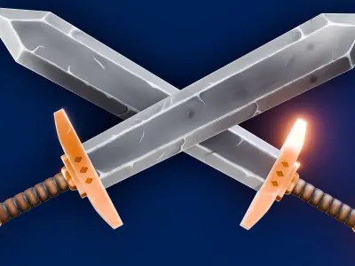 Stylized Hand Painted Sword 3D model