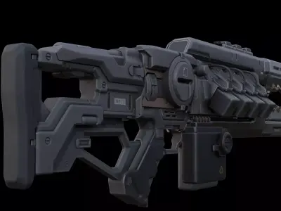Sci-Fi Heavy Railgun Cyberpunk Plasma Cannon Game Ready Low-poly 3D model