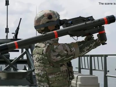 Soldier with Portable Missile System Mistral 3D model